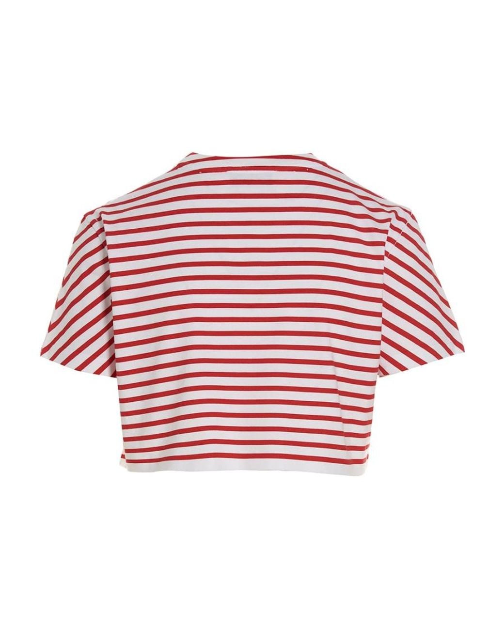 Miu Miu Red Cotton T-Shirt With Printed Logo
