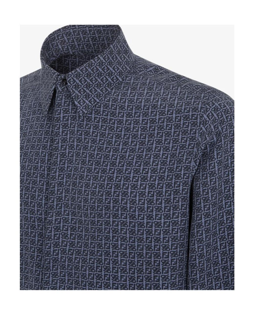 Fendi Blue Silk Shirt for men