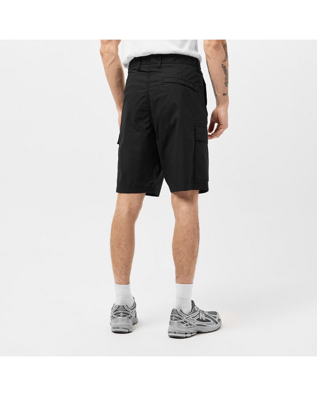 Stone Island Black Tela Cargo Shorts for men