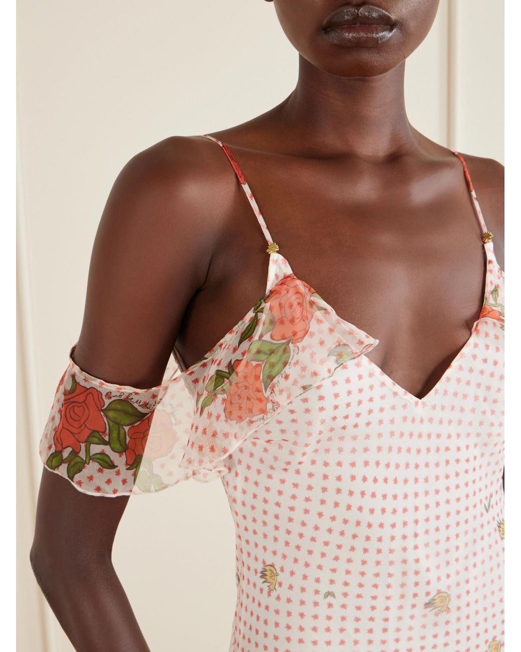 Donde Esteban Pink Ruffled Silk-Chiffon Maxi Dress