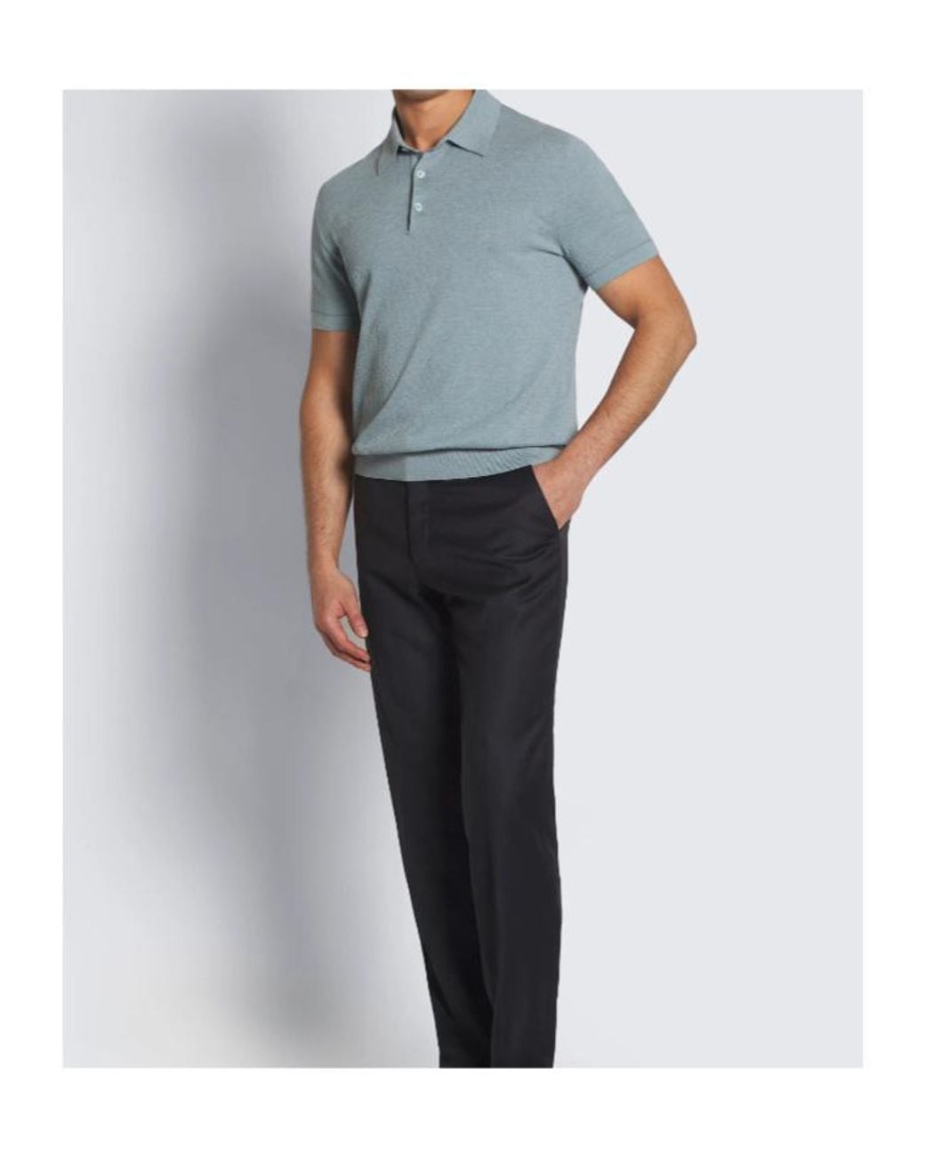 Brioni Blue Island Pique Cotton Polo Shirt for men