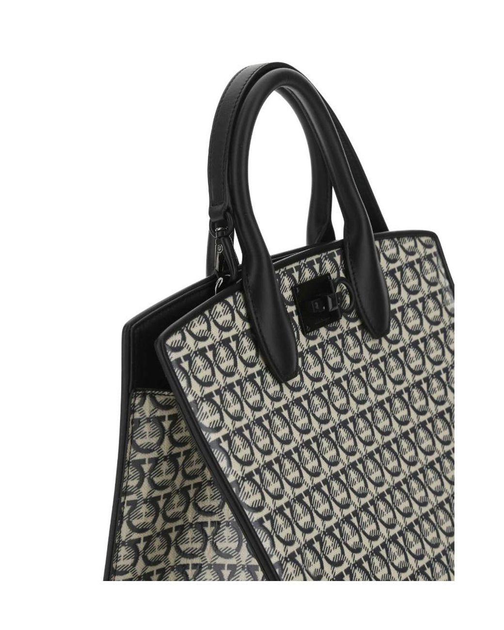 Ferragamo Black Pattern Printed Handbag