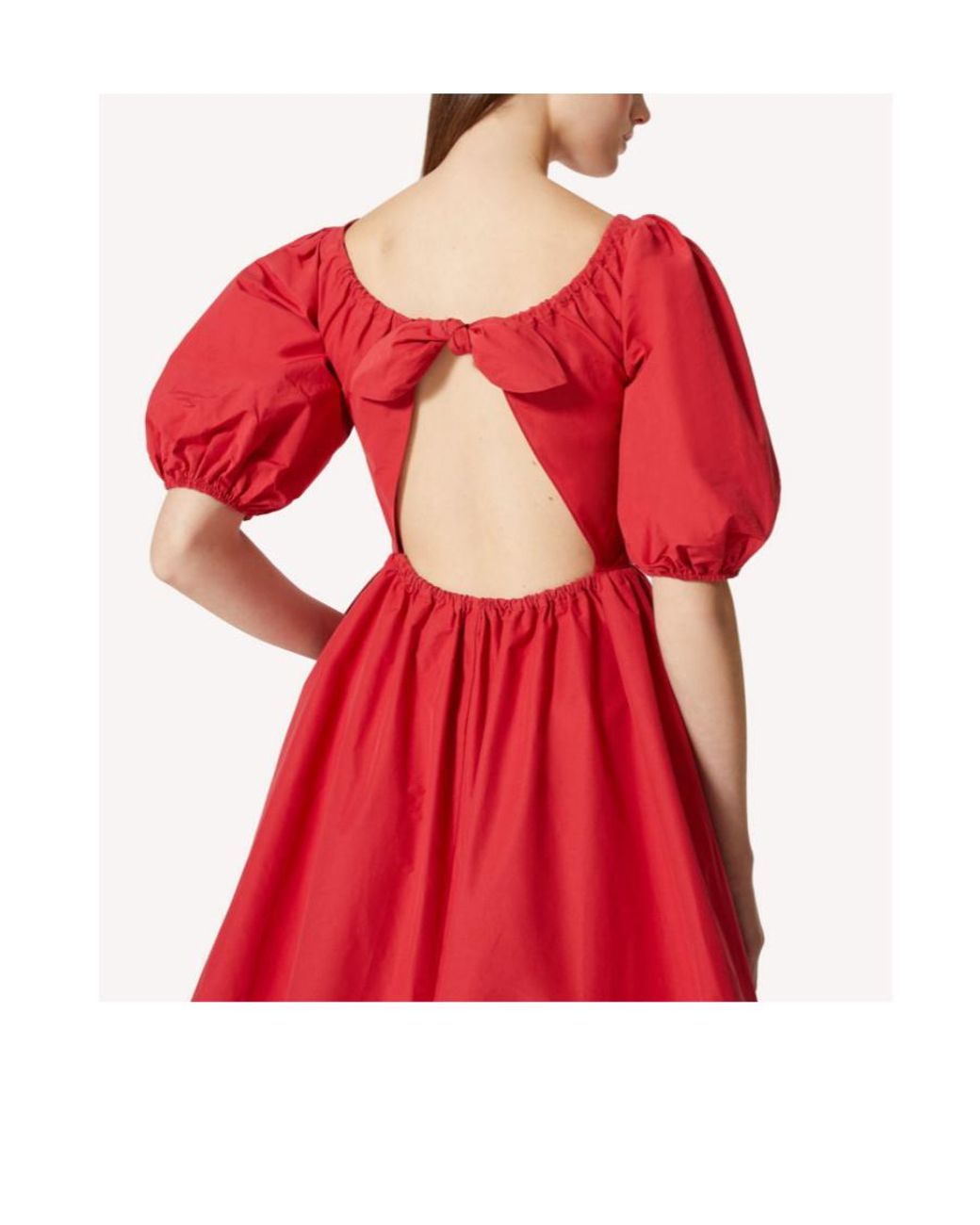 RED Valentino Red Taffeta Puff Sleeved Dress
