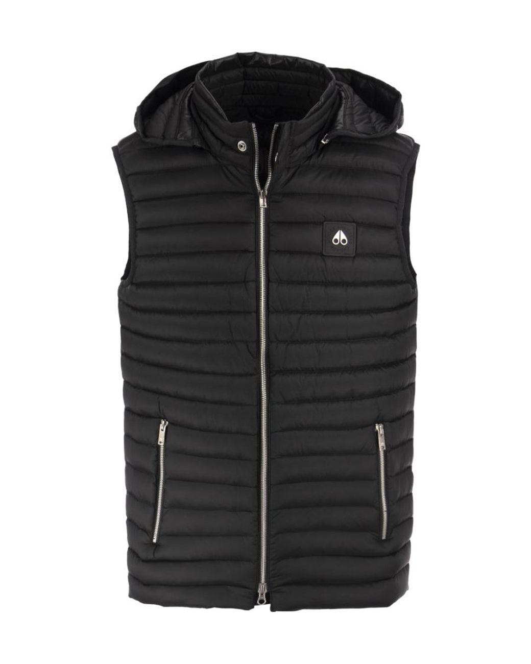 Moose Knuckles Black Logo-Patch Padded Gilet for men