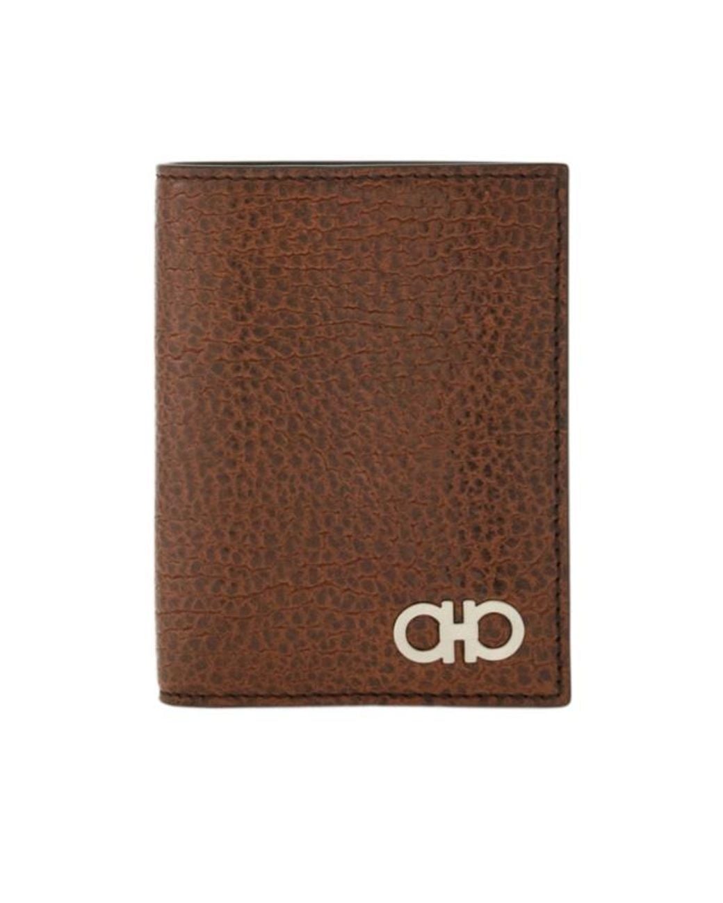 Ferragamo Brown Gancini Credit Card Holder for men