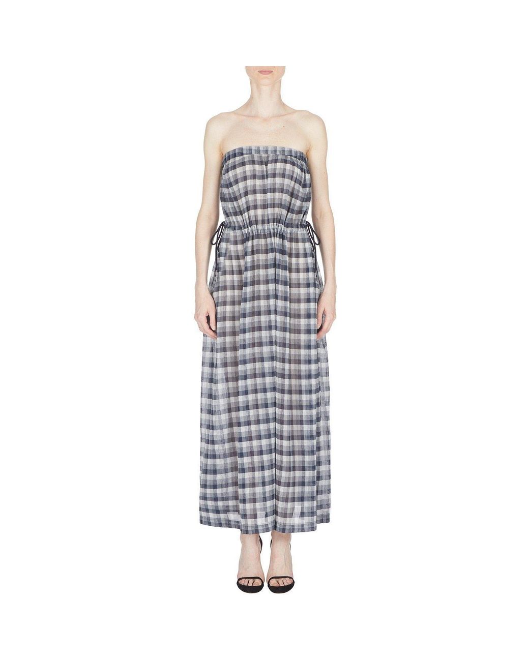 Emporio Armani Blue Plaid Long Dress