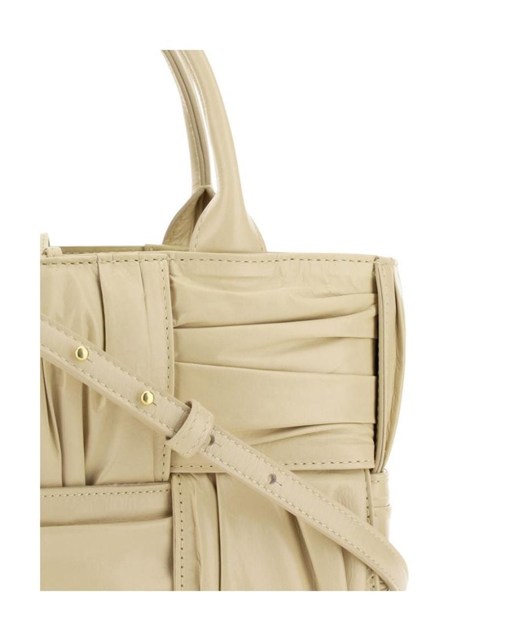 Bottega Veneta Metallic Woven Pleated Top Handle Tote Bag