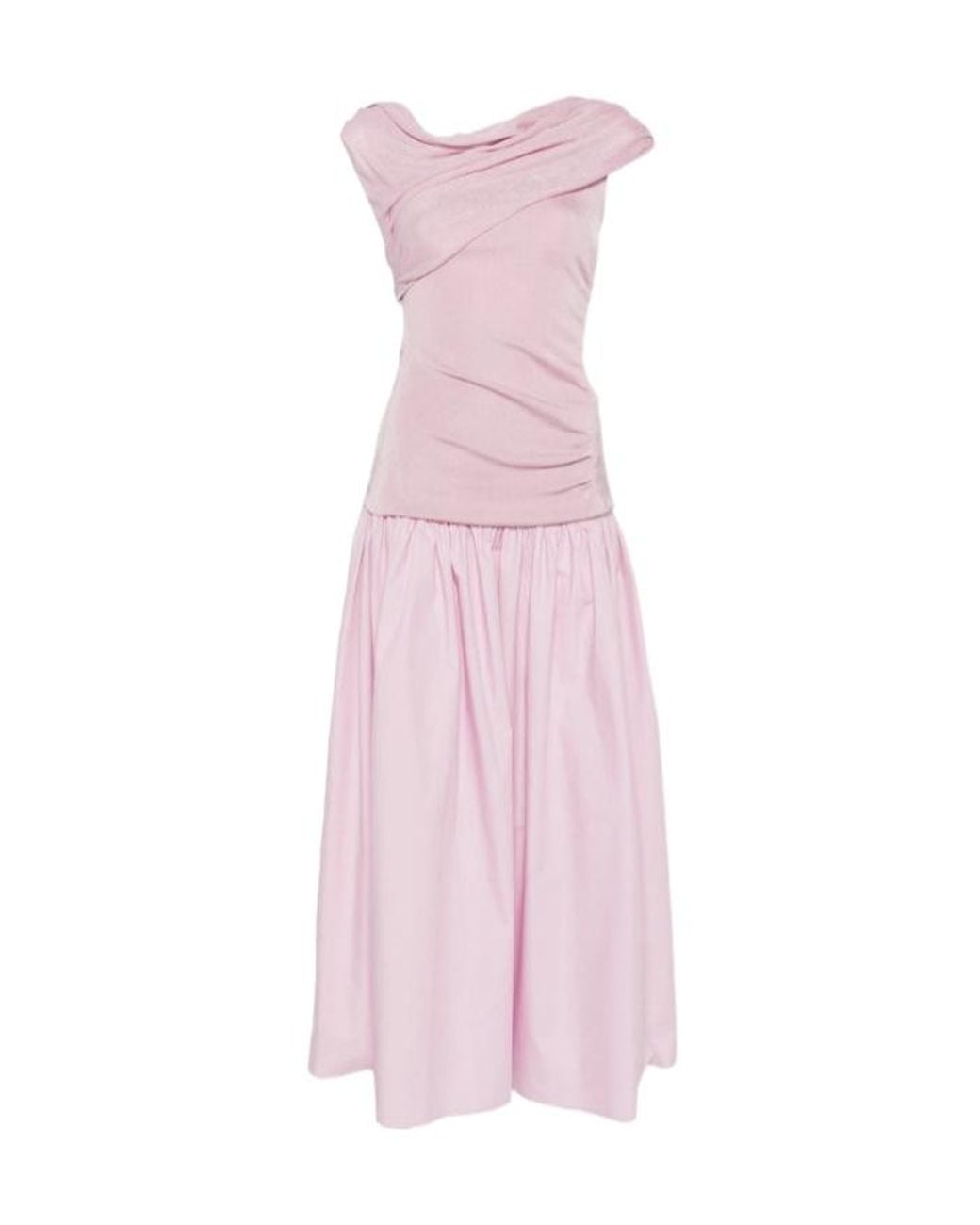 Self-Portrait Pink Draped Gathered Midi Dress