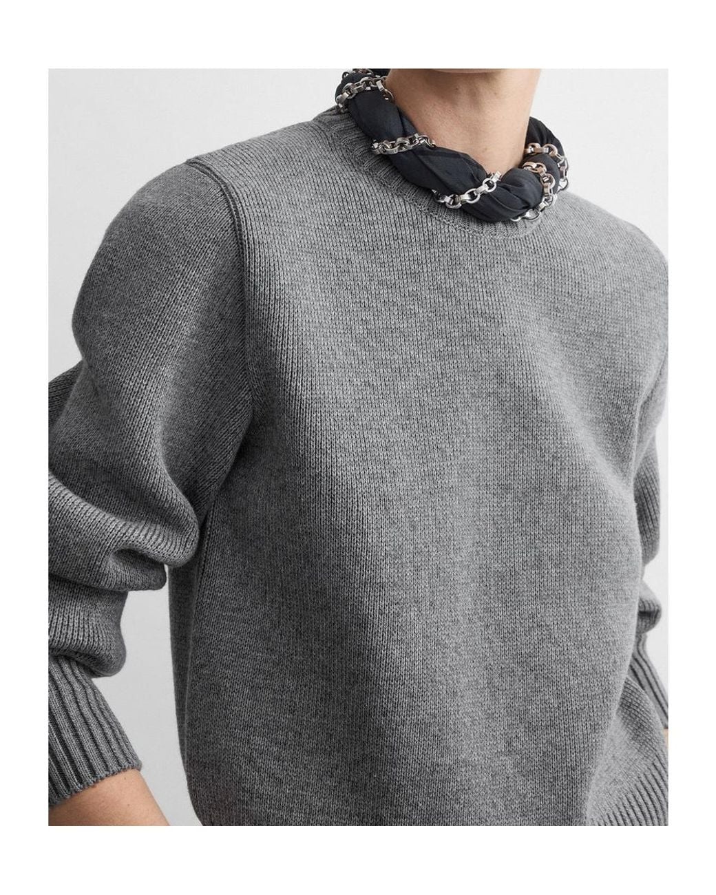 Totême Gray Cropped Knit Sweater