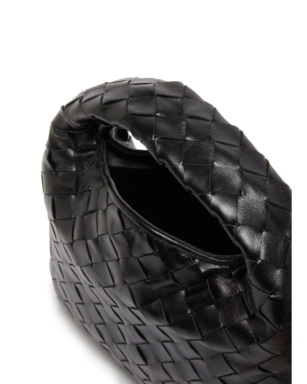 Bottega Veneta Black Woven Detail Shoulder Bag