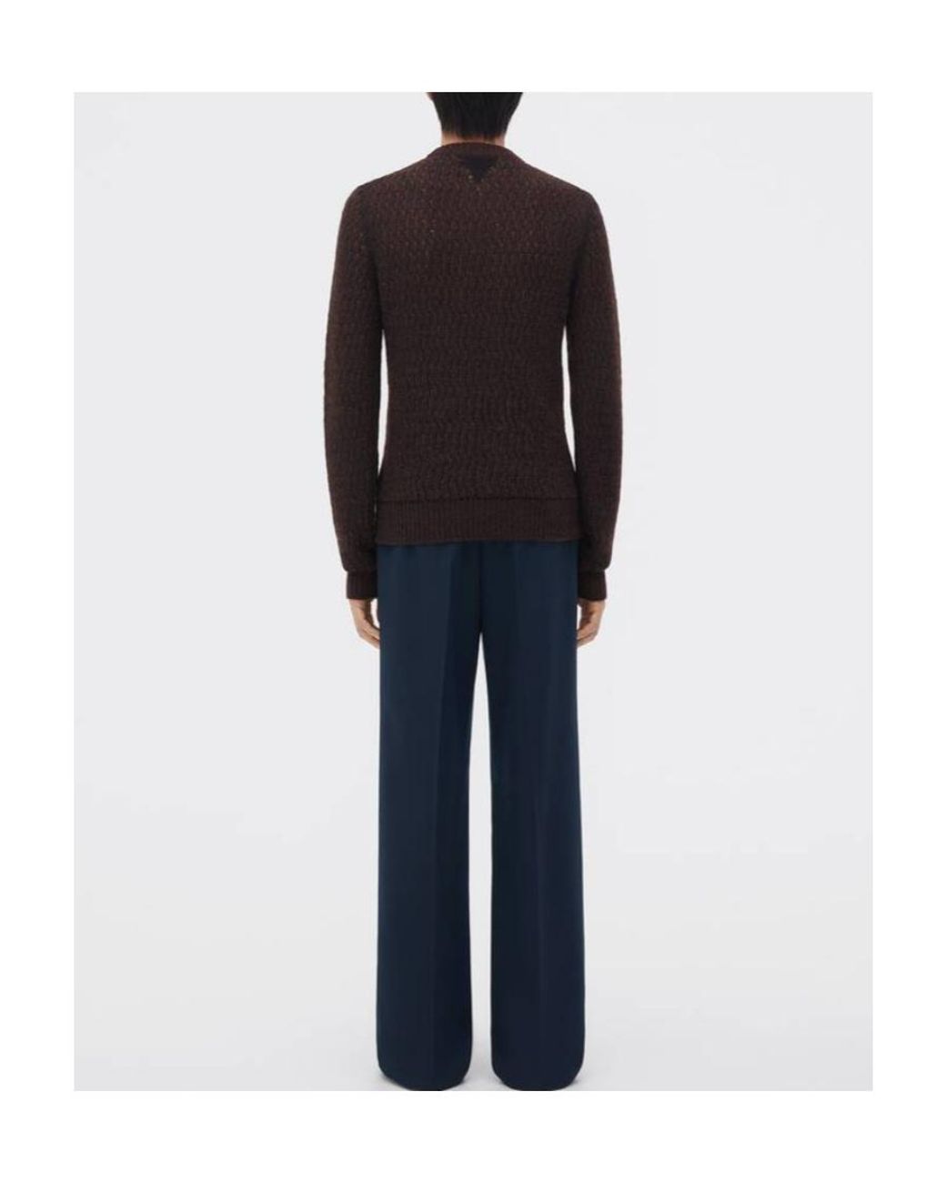 Bottega Veneta Blue Wool Mohair Lace Effect Pullover for men