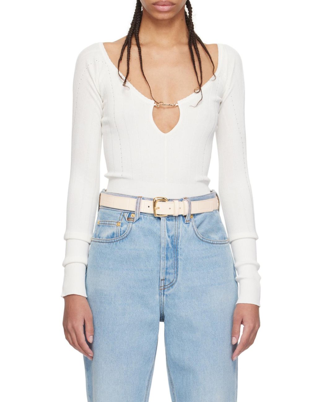 Jacquemus White Long-Sleeved T-Shirt
