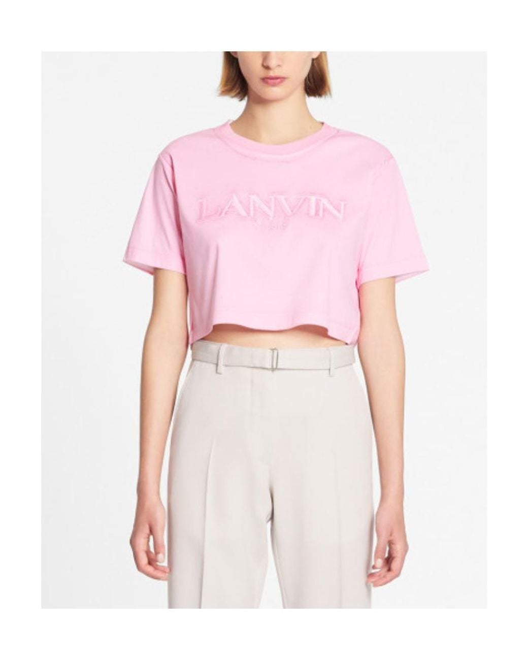 Lanvin Pink Round Neck Short T-Shirt