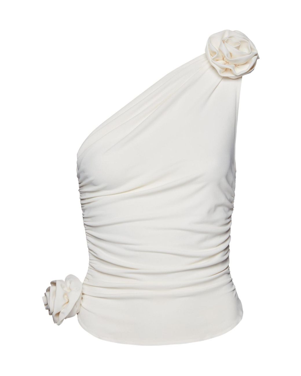 Magda Butrym White One Shoulder Ruched Top