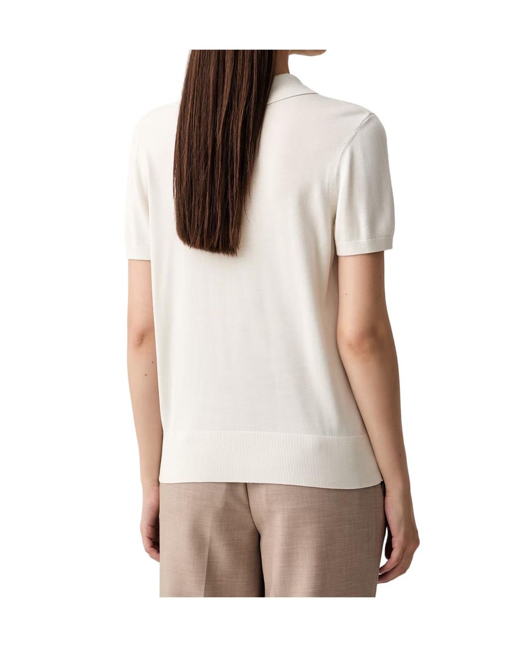 Calvin Klein Natural Fine Gauge Short-Sleeve Polo Top