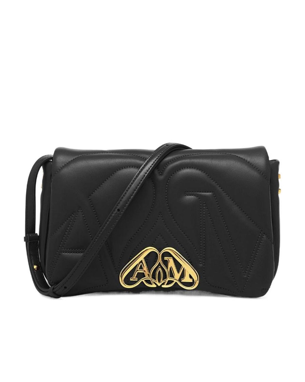 McQueen Black The Seal Quilted Small Shoulder Bag