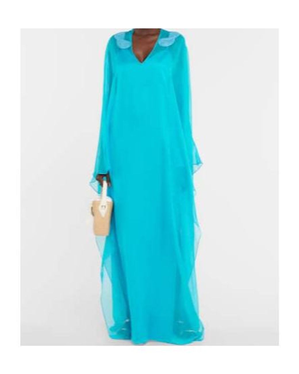 Safiyaa Blue Embellished Silk Chiffon Kaftan