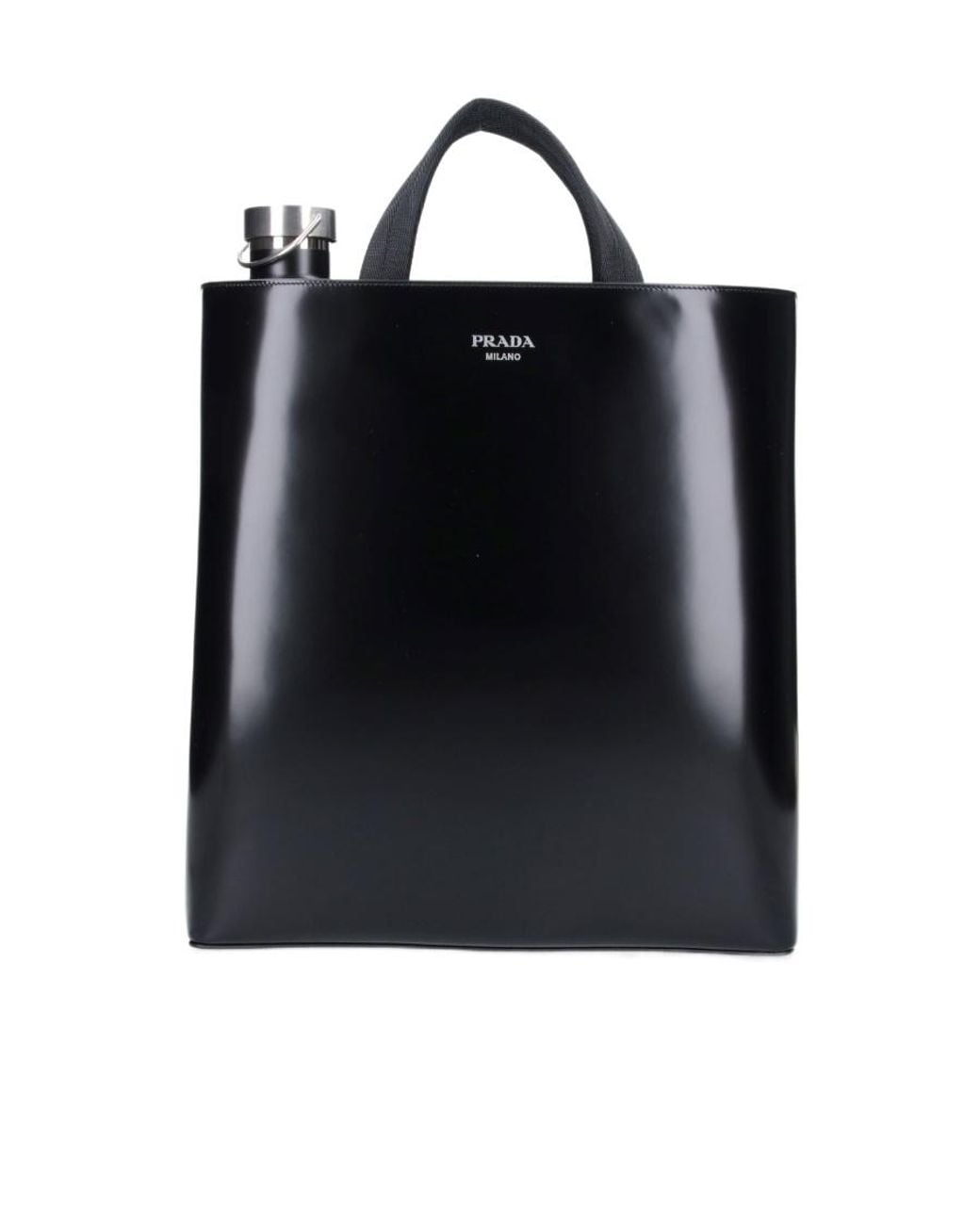 Prada Black Logo Printed Top Handle Bag for men