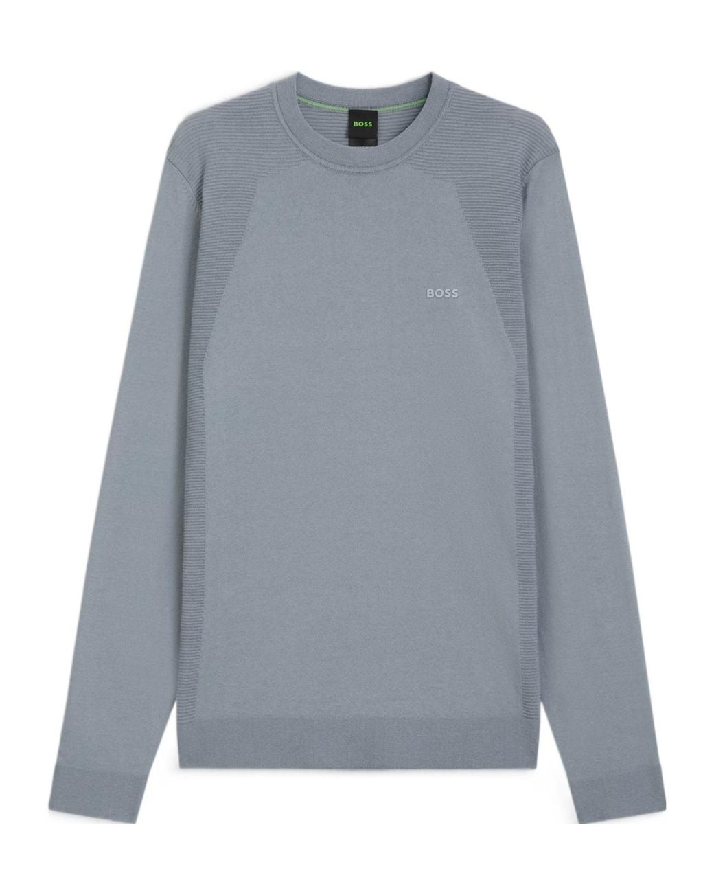 Boss Gray Cotton-Blend Sweater With Bodymapping Structure for men