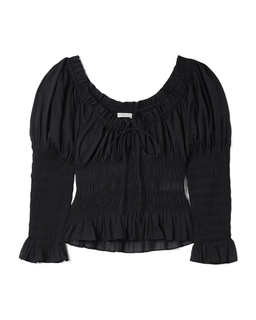 Doen Black Scoop Neck Long Sleeve Top