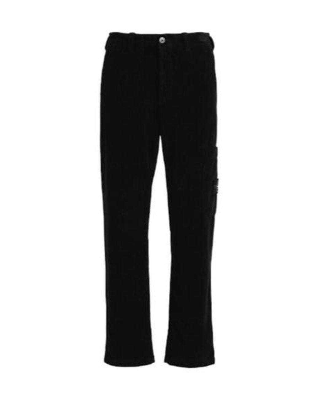 Stone Island Black Mid-Rise Straight-Leg Trousers for men