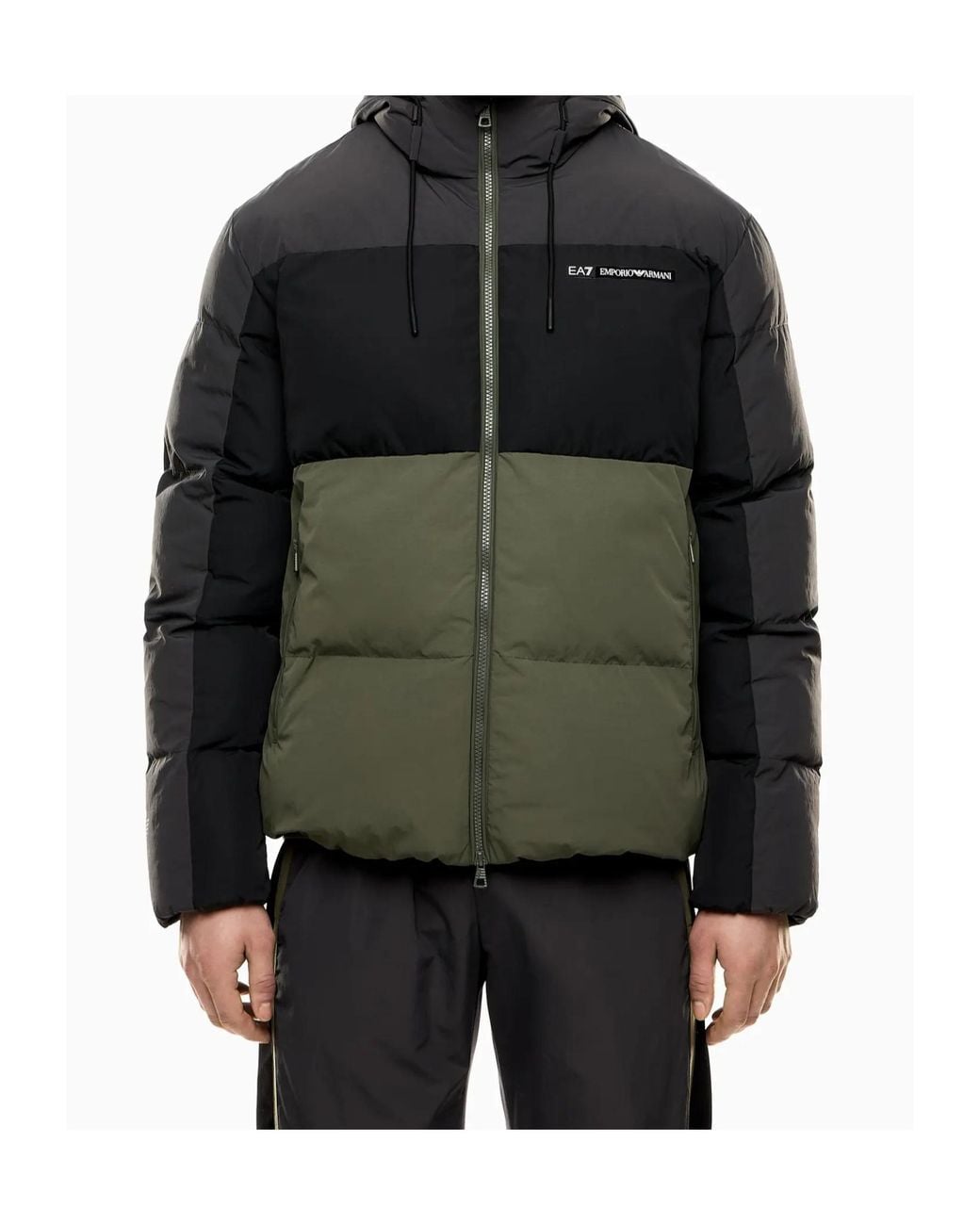 EA7 Green Athletic Colour Block Nylon Jacket for men