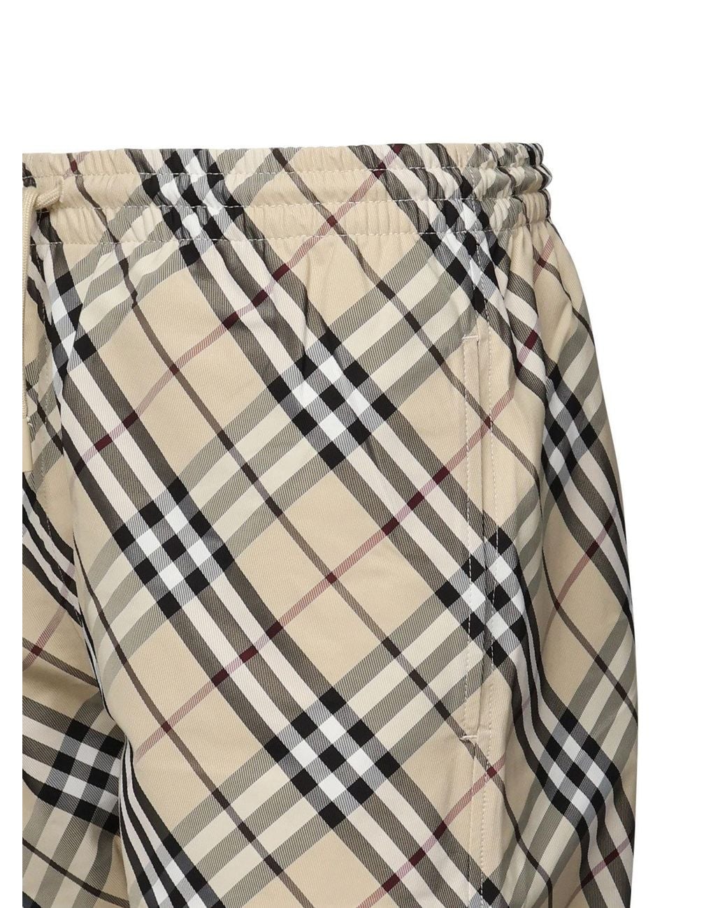 Burberry White Checked Swim Shorts for men