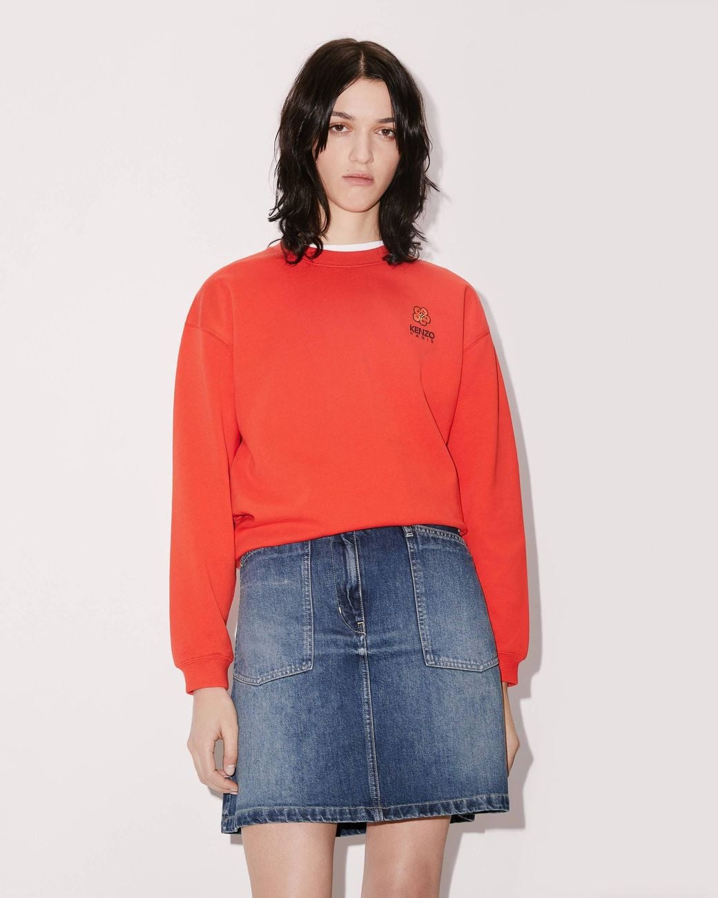 KENZO Red 'Boke Flower' Crest Sweatshirt