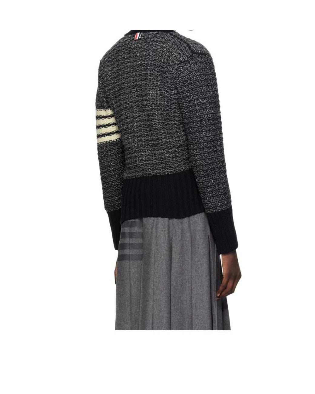 Thom Browne Black Bar Mélange-Effect Button-Up Cardigan for men