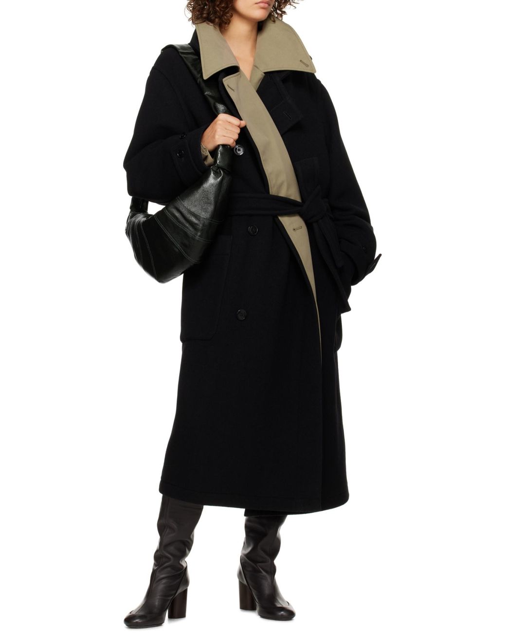 Lemaire Black Knot Detailed Large Croissant Shoulder Bag