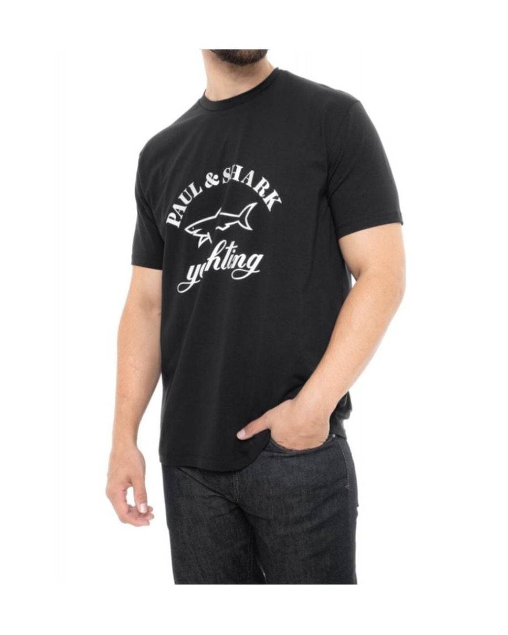 Paul & Shark Black T-Shirt With Round Neck And Short Sleeves for men