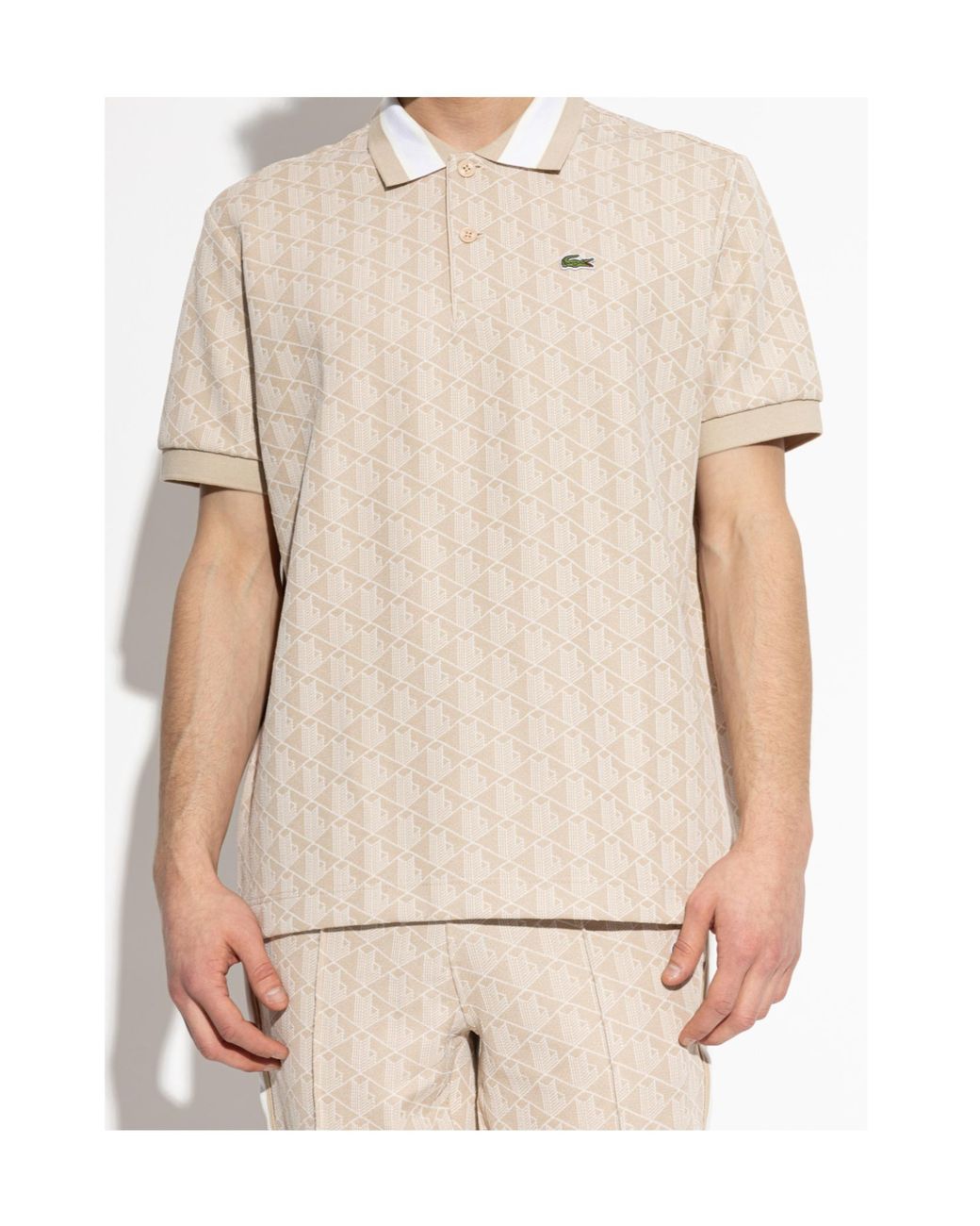Lacoste Natural Monogram Jacquard Classic Fit Polo Shirt for men