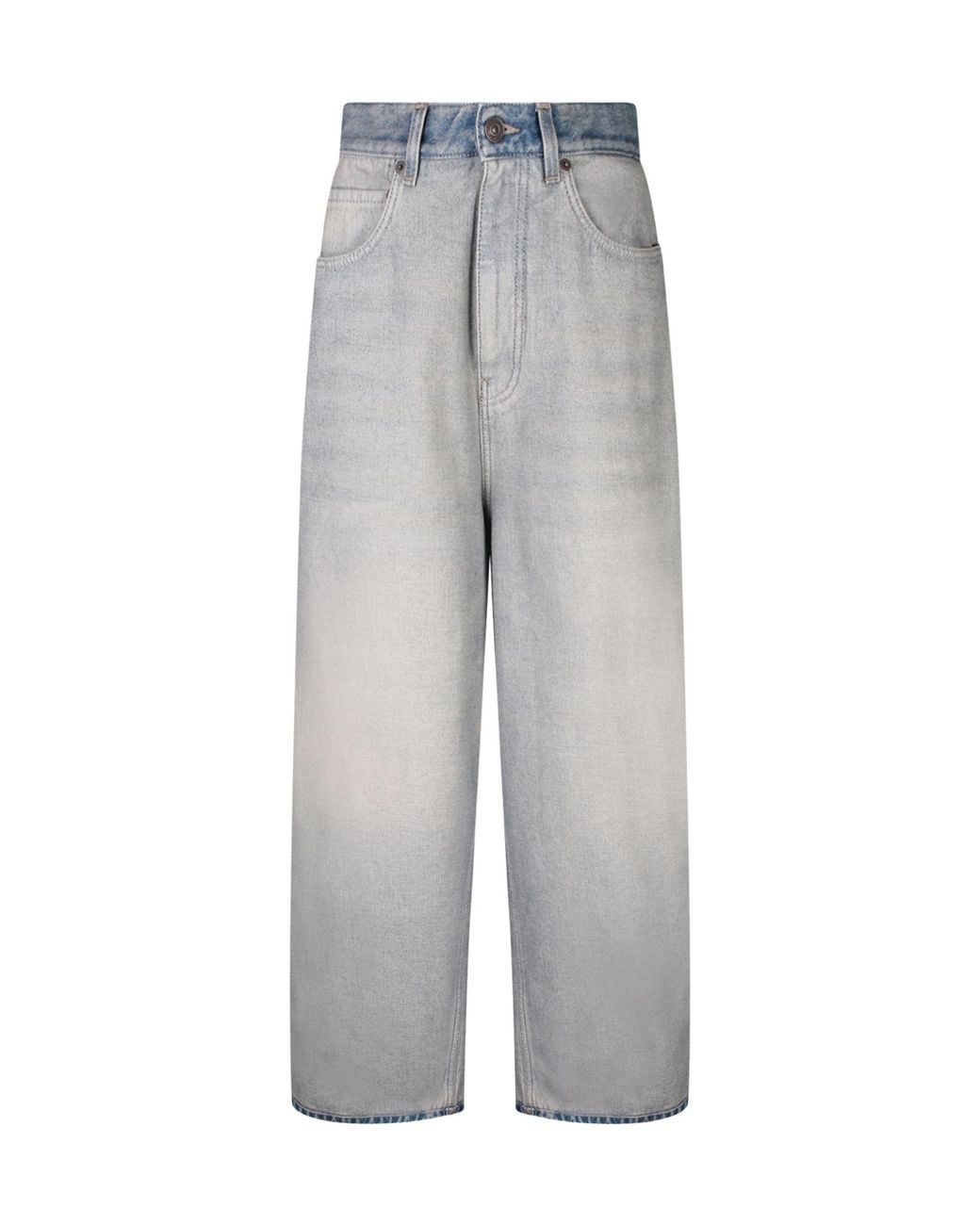 Balenciaga Gray Logo Patch Oversized Jeans