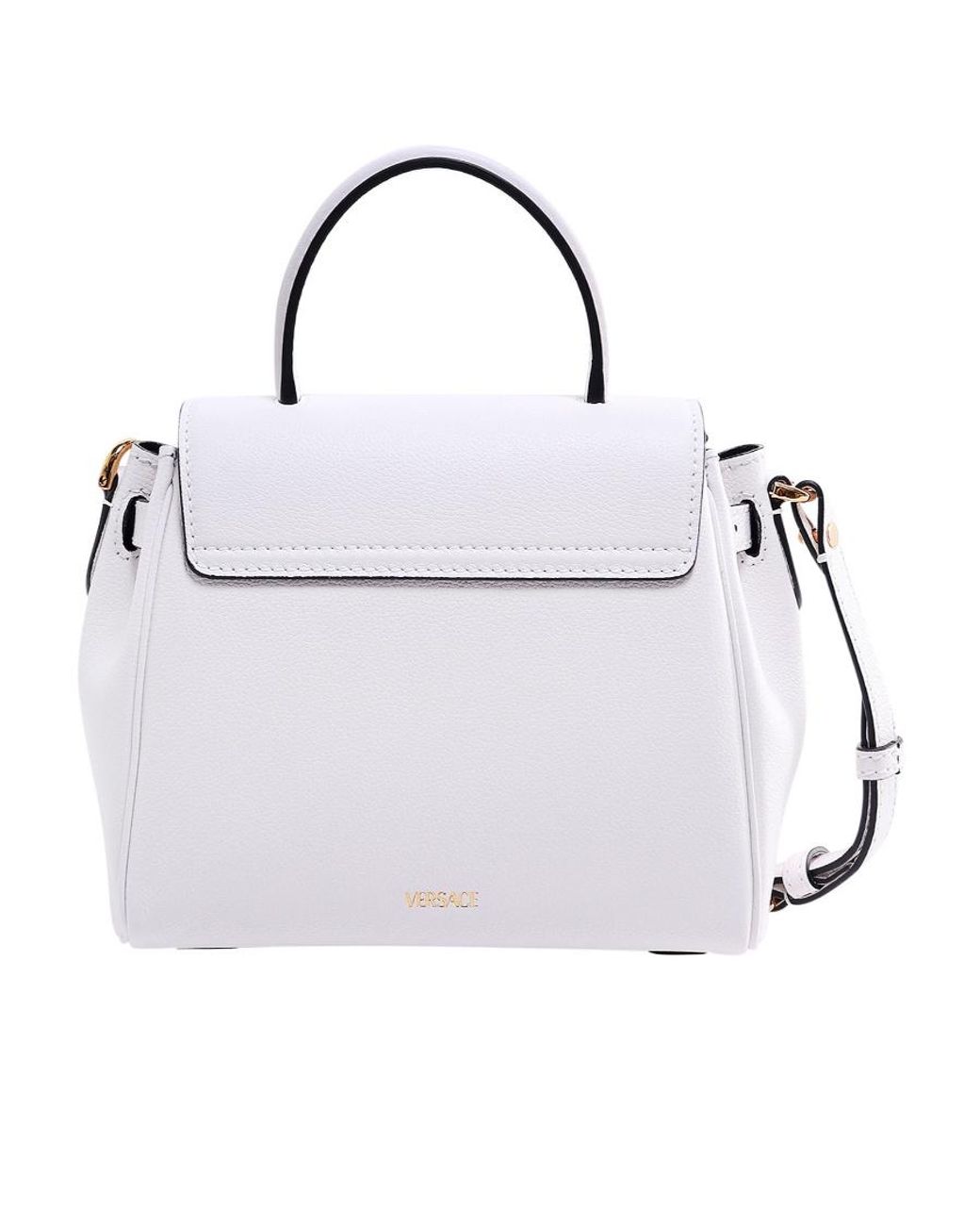 Versace White La Medusa Small Top Handle Bag