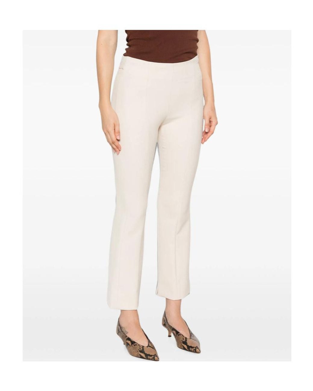 Peserico Natural Seam-Detail Slit-Hem Trousers