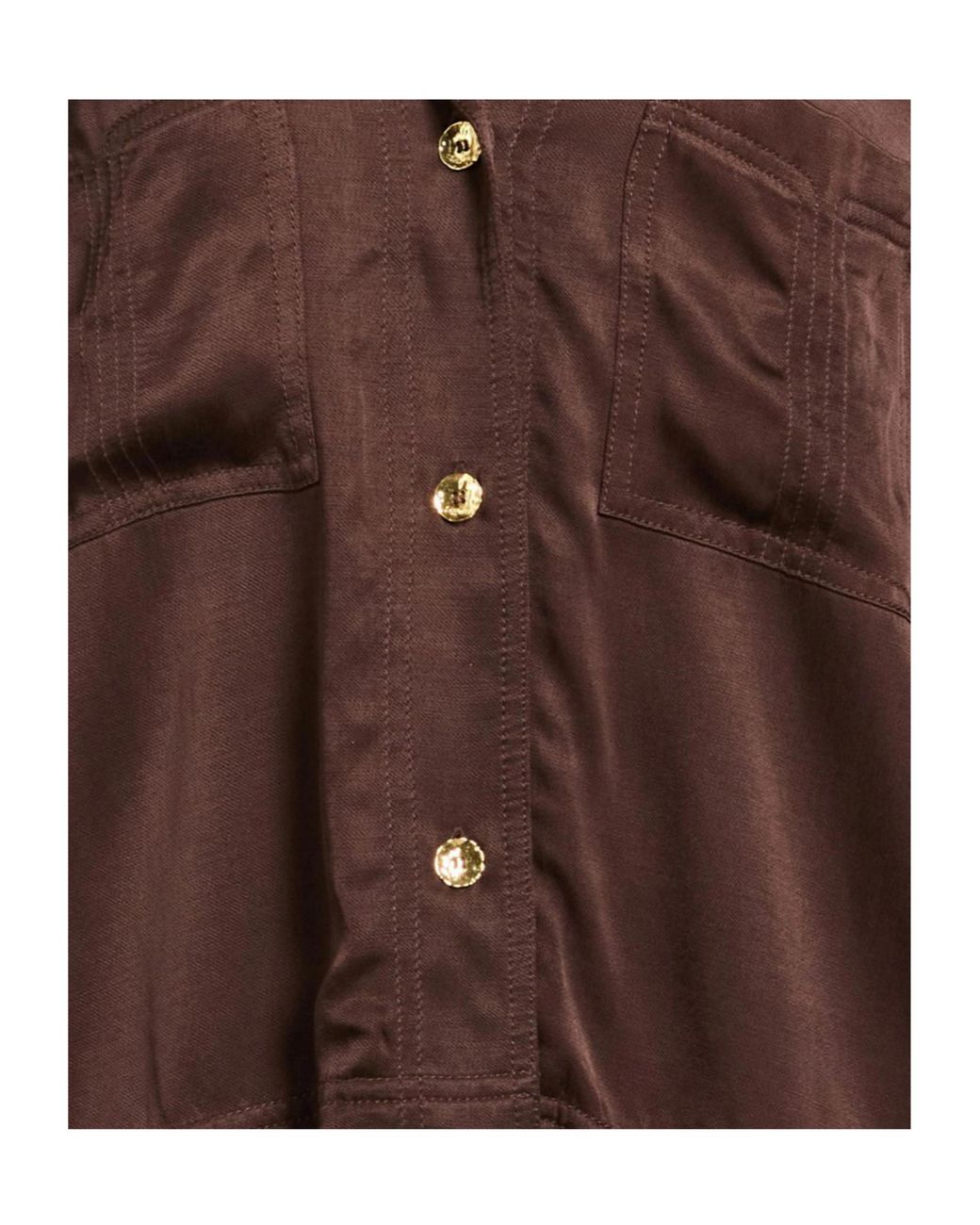 Ganni Brown Satin Solid-Color Shirt