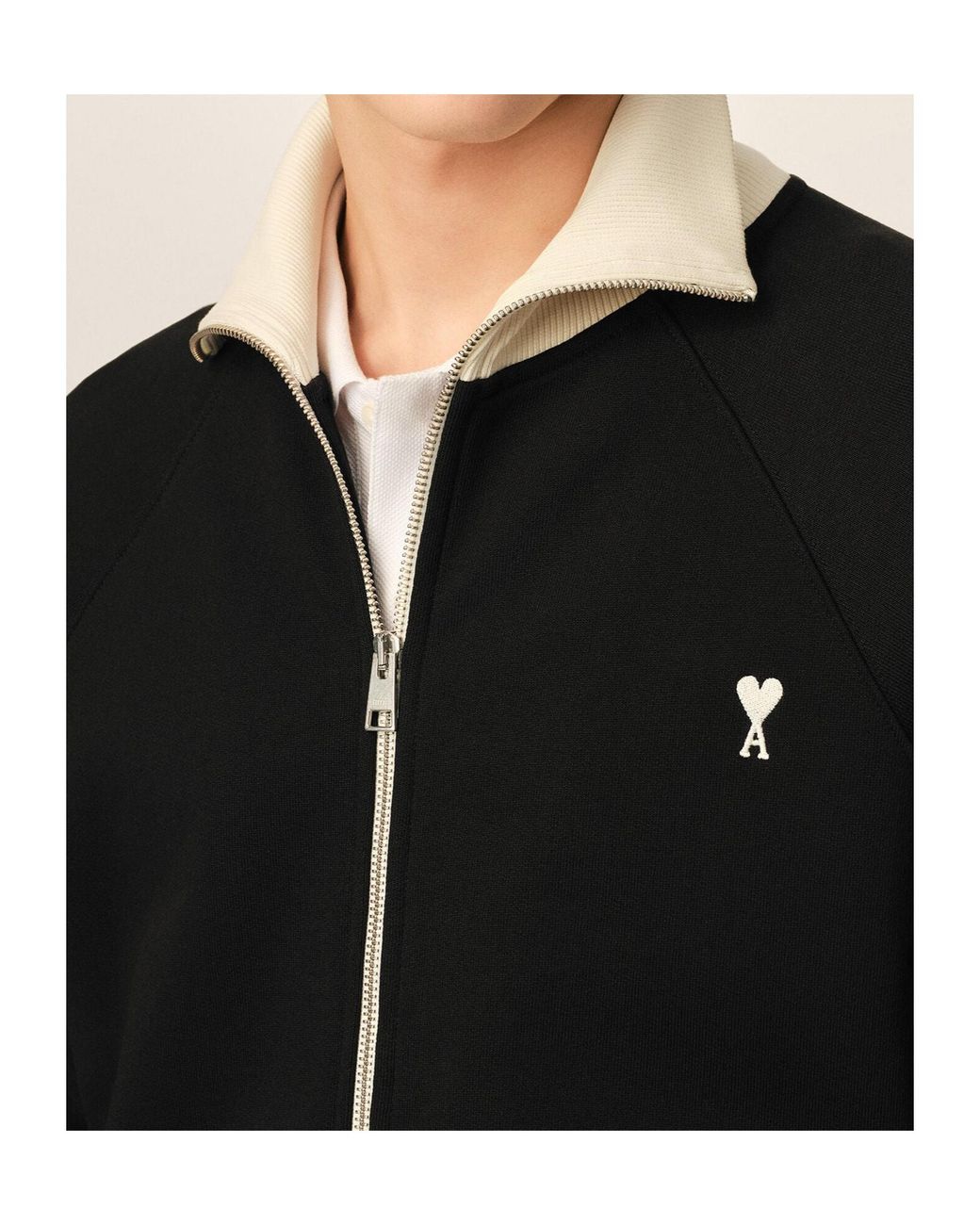 AMI Black Ami Ami De Coeur Zipped Sweatshirt for men