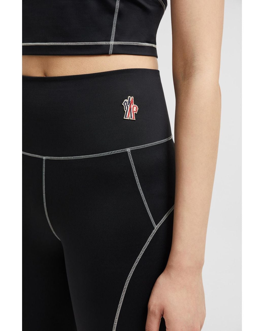 Moncler Black Grenoble Logo Detailed Leggings