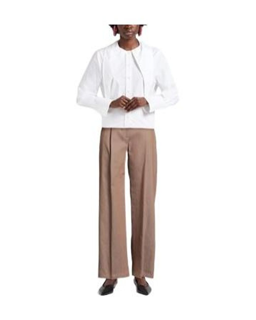 MAX&Co. Brown High-Waist Front-Pleated Casual Trousers