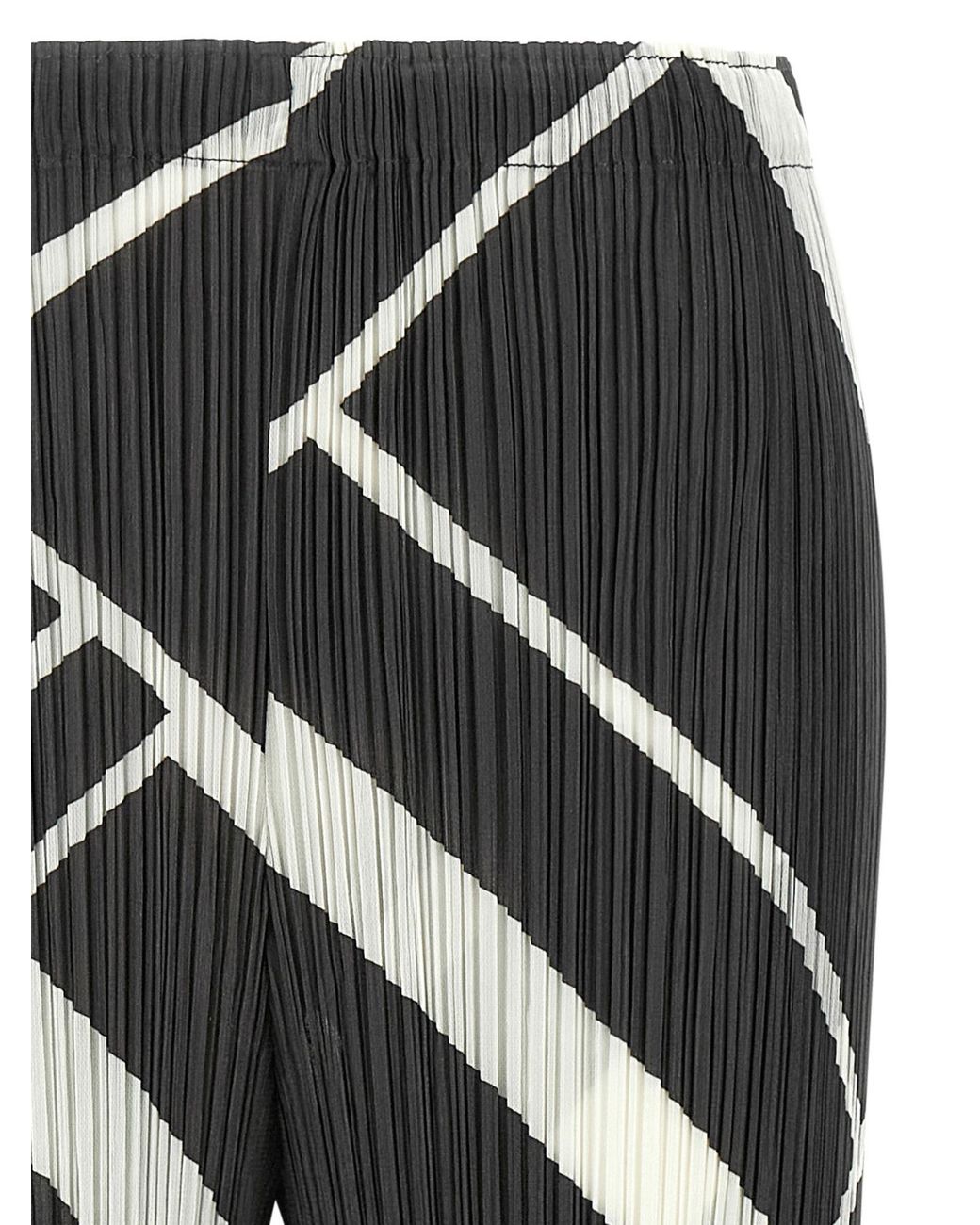 Pleats Please Issey Miyake Gray Fold Line Pleated Pants