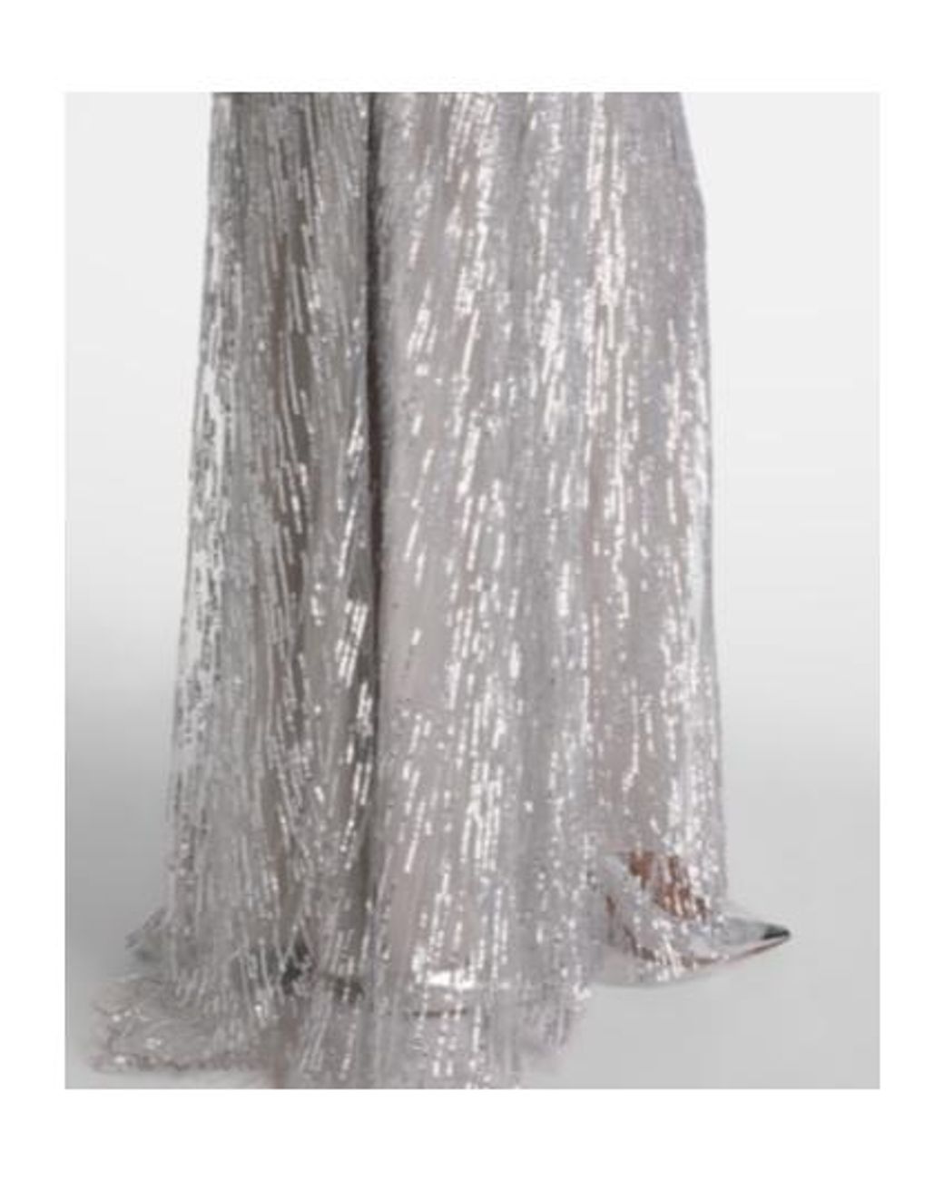Monique Lhuillier Gray Sequined Tulle Gown