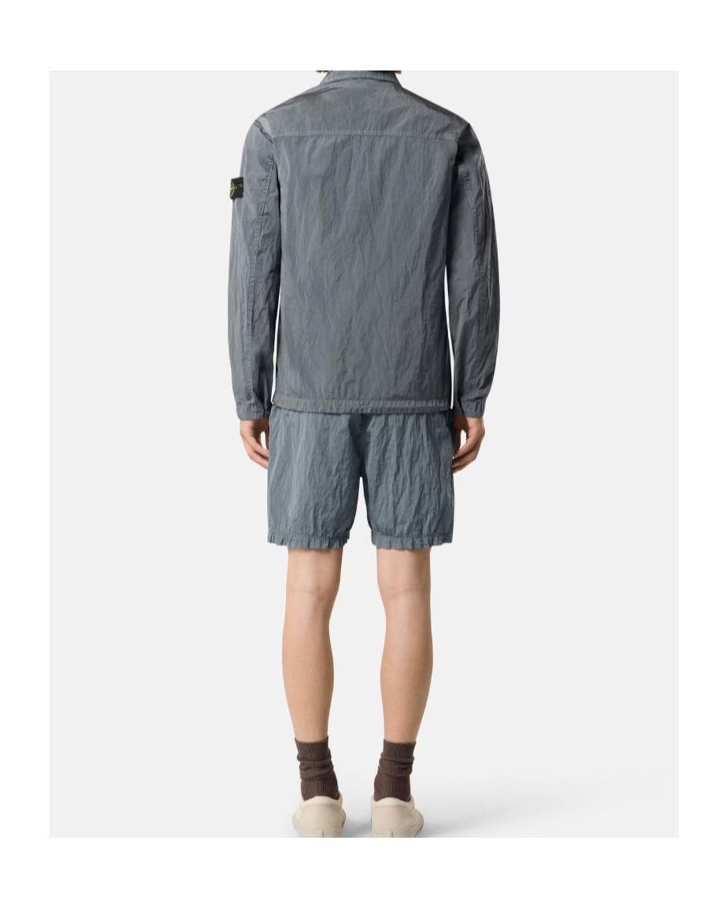 Stone Island Gray Logo-Patch Zip-Up Jacket for men