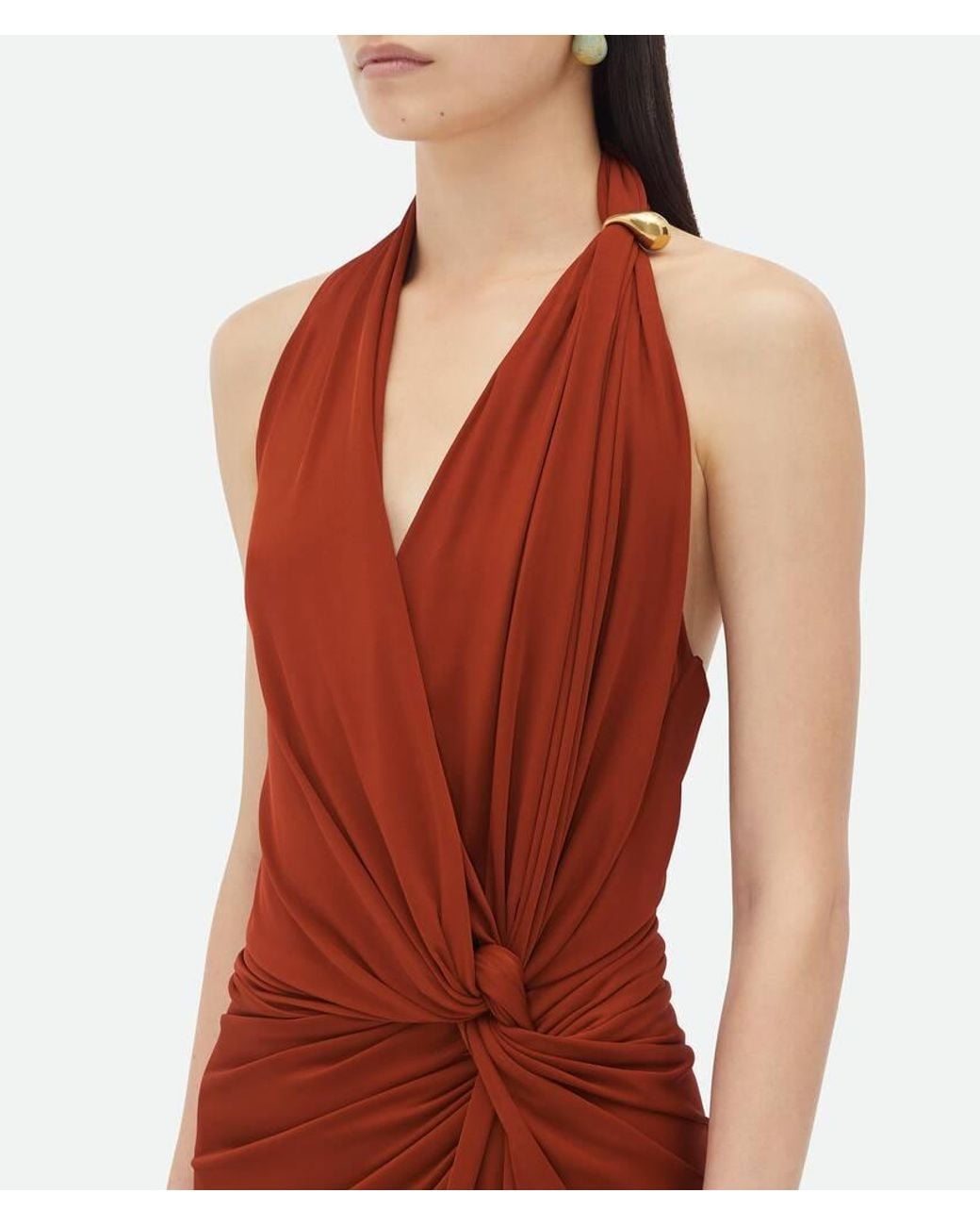 Bottega Veneta Red Drop Ring Detailed Midi Dress