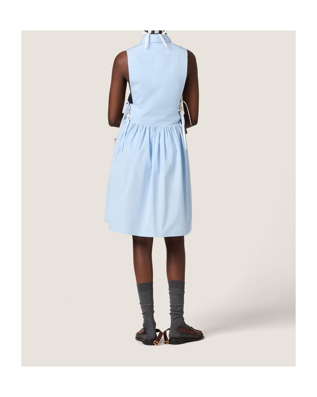 Miu Miu Blue Cotton Poplin Mini Dress