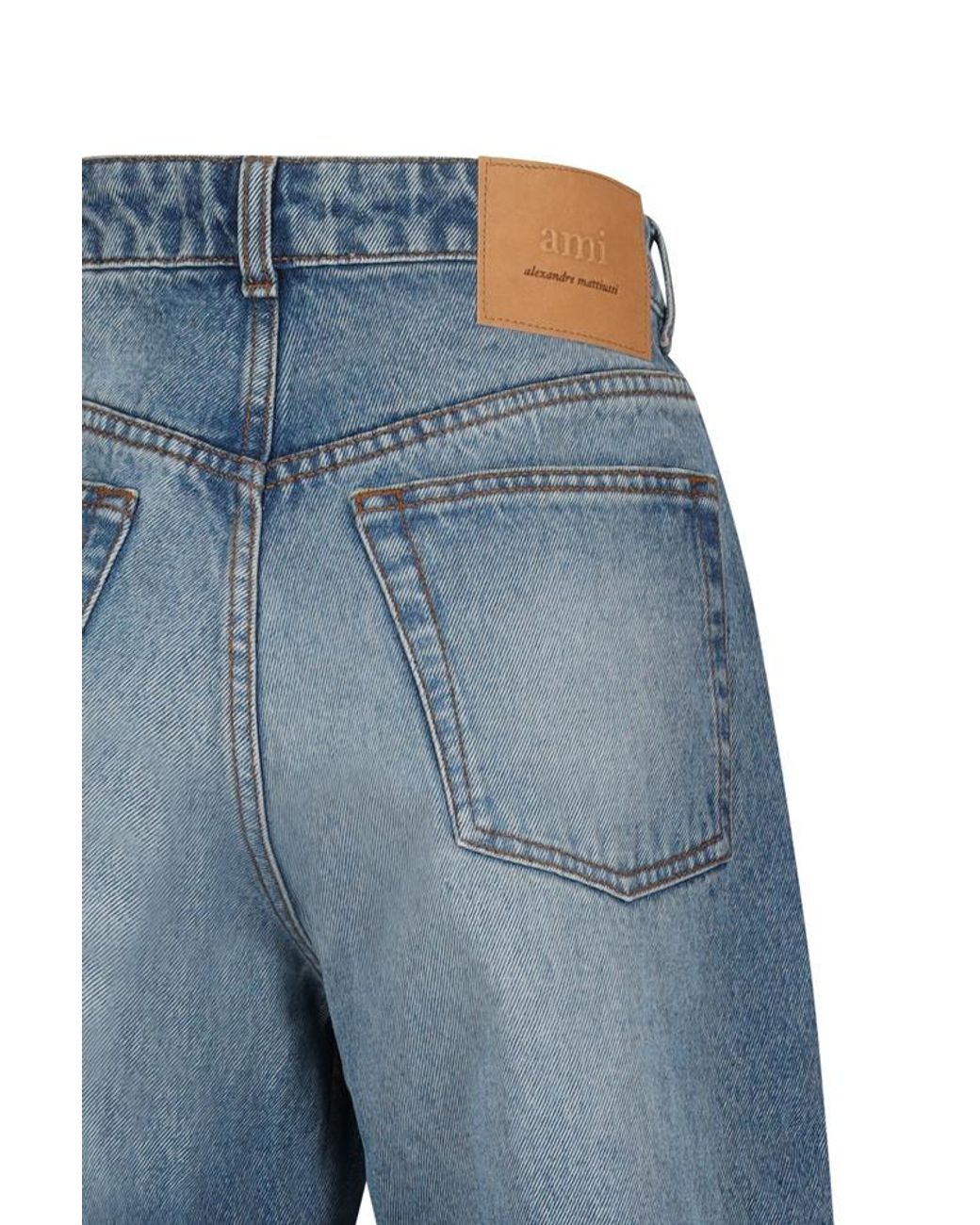 AMI Blue Logo Patch Large Fit Jeans