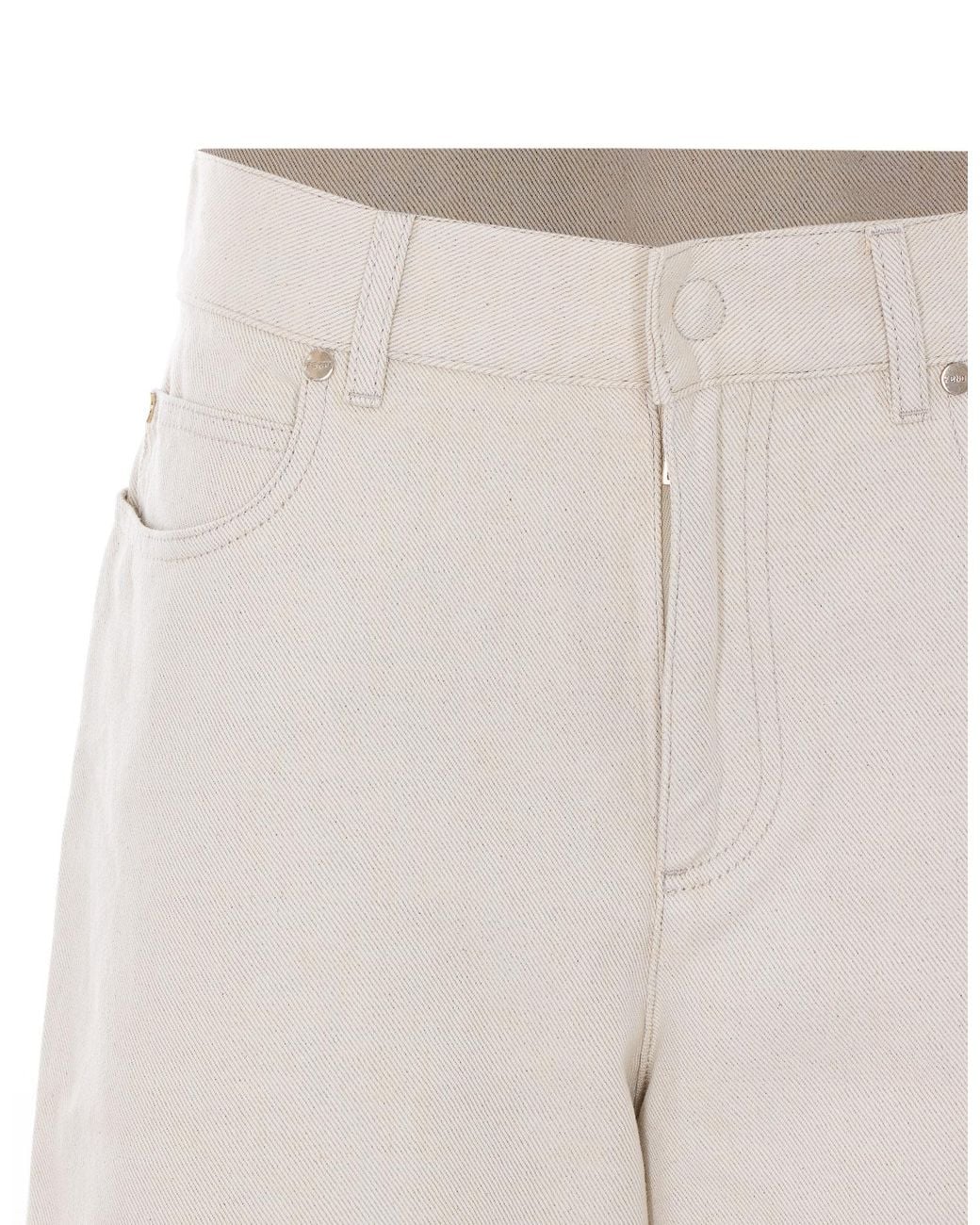 Fendi White Logo Detailed Straight-Leg Jeans