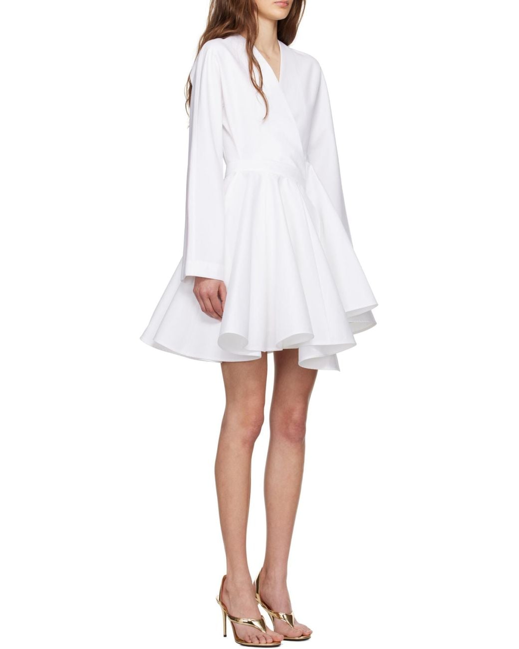 Alaïa White Alaïa Asymmetrical V-Neck Short Dress