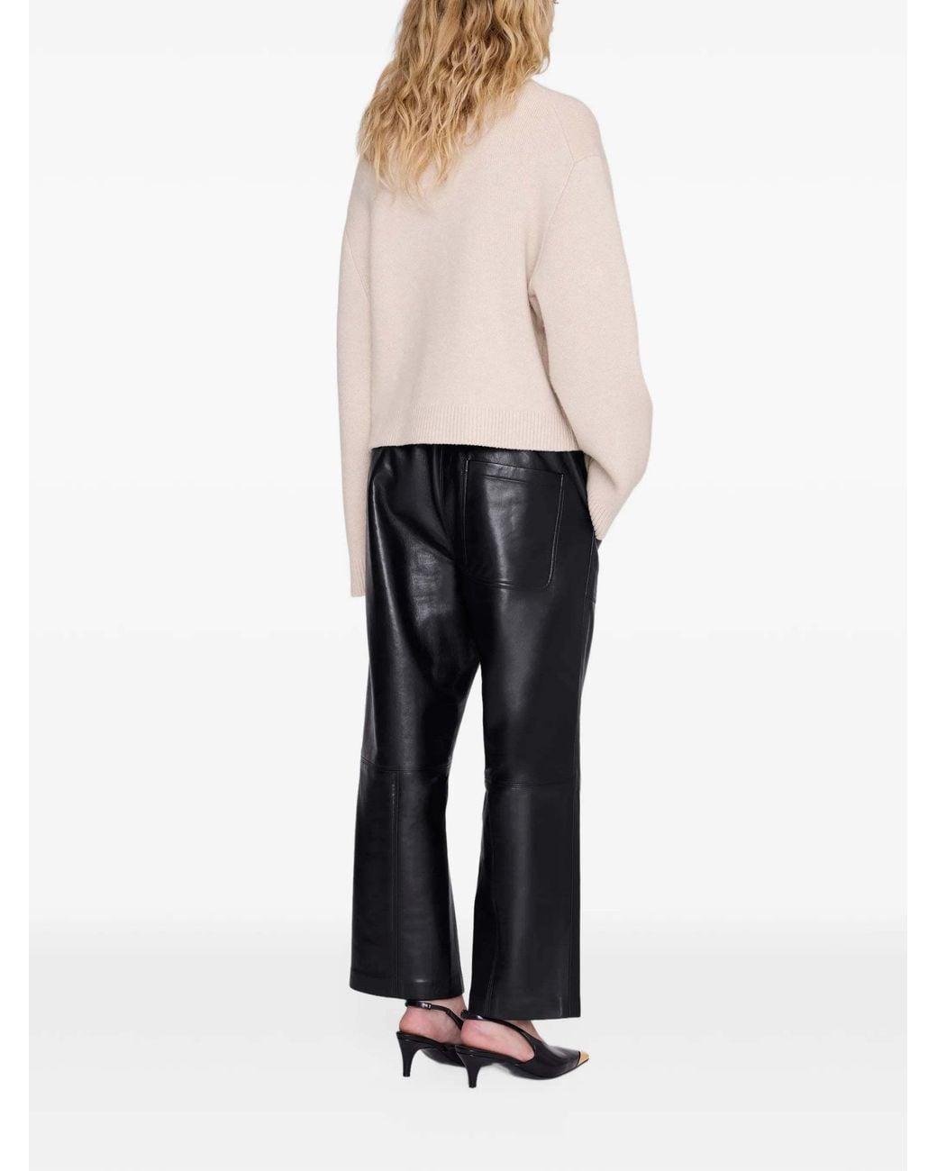 Anine Bing Black Stretch-Waist Casual Trousers