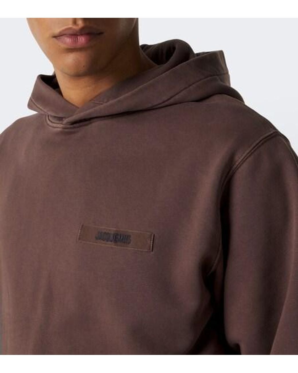 Jacquemus Brown Logo Cotton Fleece Hoodie for men