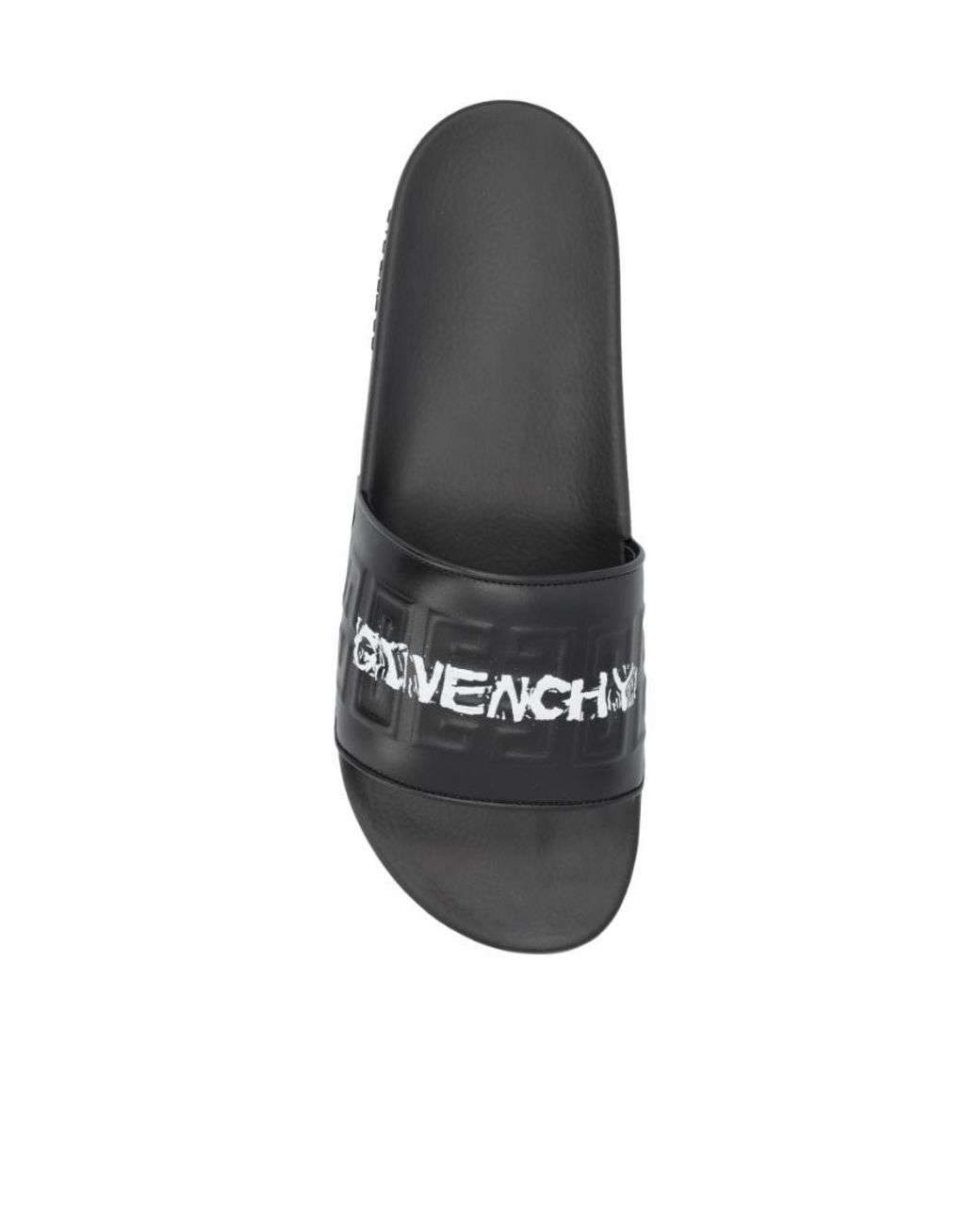 Givenchy Black 4G Embossed Open Toe Slides for men
